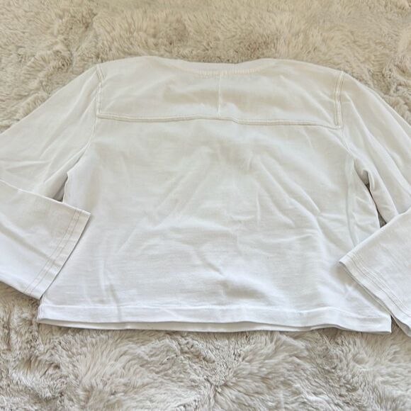 RE/DONE Cropped Varsity Tee in Optic White Cream Stitch Size S - Picture 8 of 8